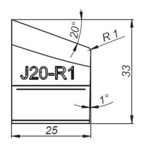 Резец для J-фаски 20° R1 Promotech J20-R1 NOZ-000088