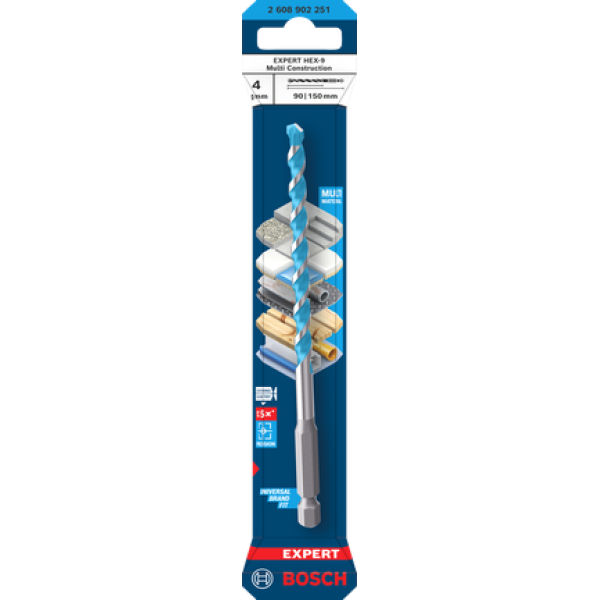 Картинка - Многофункциональный бур для строительства Bosch EXPERT HEX-9 4x90x150 мм