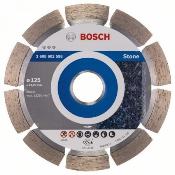 Картинка - Круг алмазный отрезной Bosch PF Stone 125х22.23 (2608602598)