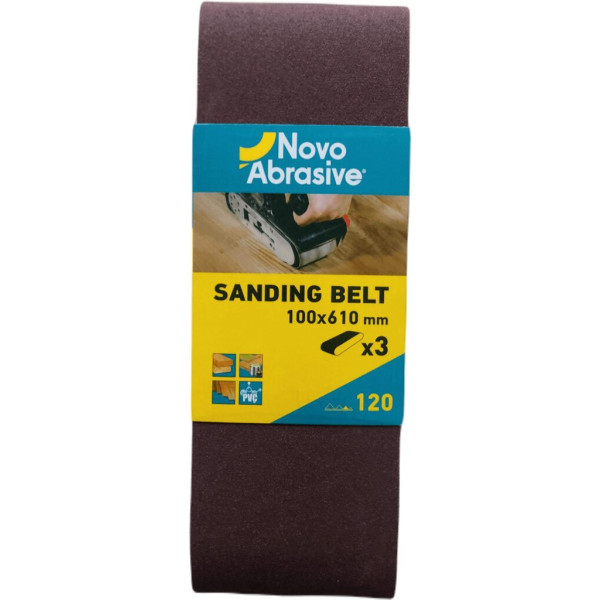 Картинка - Шлифовальная лента NovoAbrasive 100 x 610 мм, P120, 3 шт.
