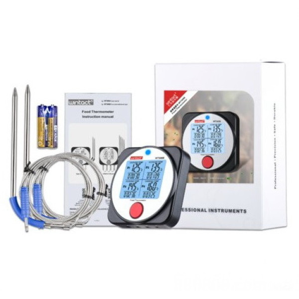 Картинка - Термометр пищевой Wintact 4-х канальный Bluetooth -40-300°C WT308B