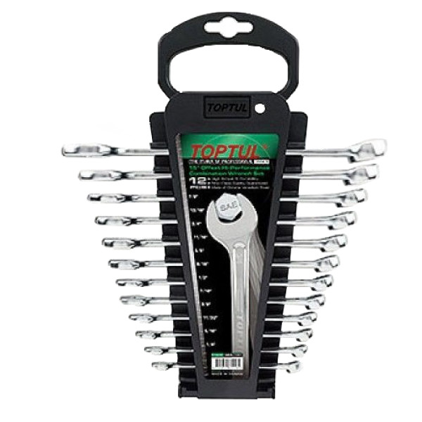 Фото - Набір ключів дюймових комбінованих TOPTUL 1/4"-7/8" 12 шт GBAC1201