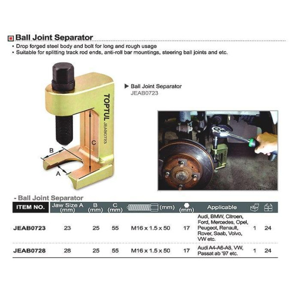 Фото - Знімач рульових та кульових тяг TOPTUL 23 мм JEAB0723