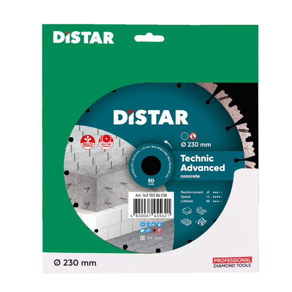 Картинка - Диск алмазный отрезной Distar 1A1RSS/C3 232x2,6/1,8x12x22,23-16-HIT Technic Advanced