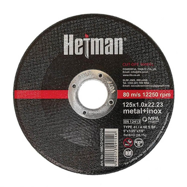 Фото - Круг відрізний Hetman 41 125 х 1,0 х 22,23 мм, по металу