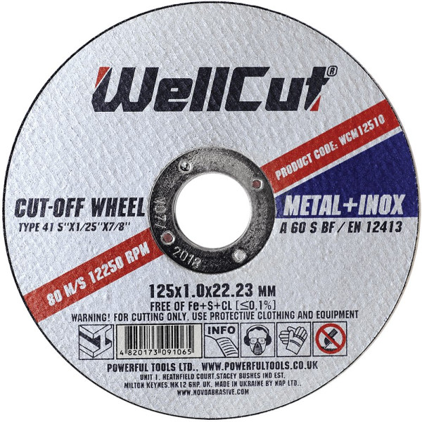 Фото - Круг відрізний WellCut 125 x 1,0 x 22,23 мм, по металу