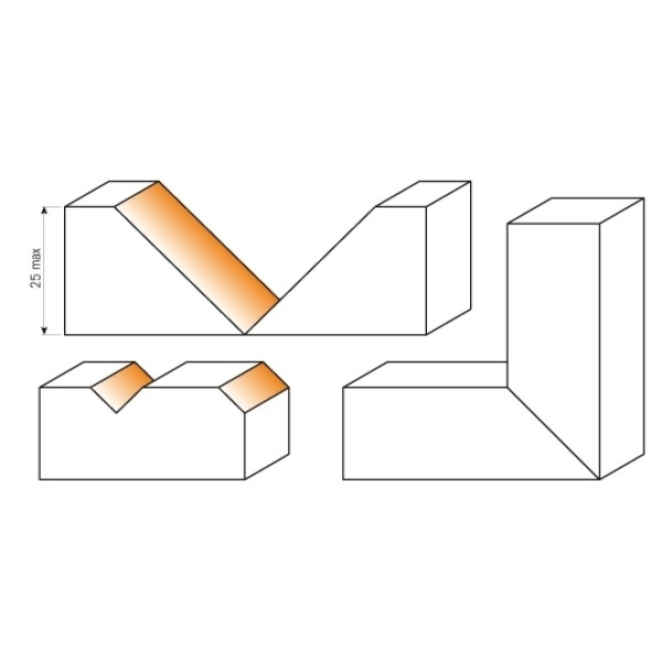 Картинка - Фреза V-образного профиля пазовая, со сменными ножами HW D = 52 I = 25 L = 100 S = 20 (663.101.11)