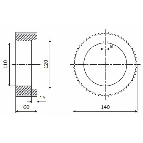 Картинка - Ролик 140-60-110-10 Z chrom Профиль A, Скошенный WEINIG
