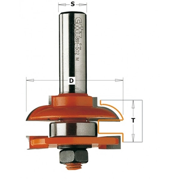 Картинка - Набор фрез для мебельной обвязки HM D = 44,4 T = 18-22 S = 12 Профиль = A (991.501.11)