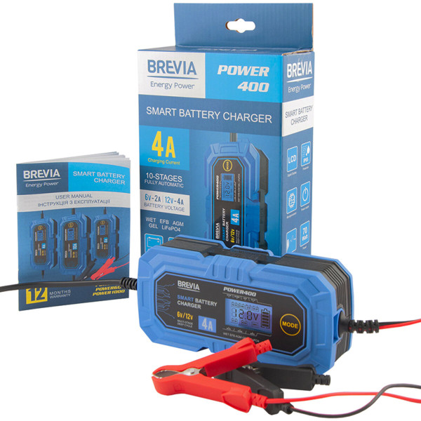 Картинка - Зарядное устройство АКБ Brevia Power400 6V/12V, 4A