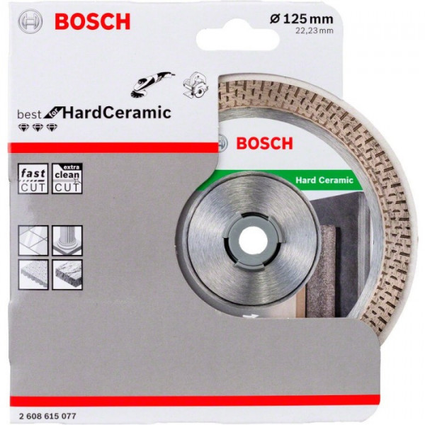 Картинка - Круг алмазный отрезной Bosch Best for Hard Ceramic 125х22.23х1.4 мм керамика (2608615077)