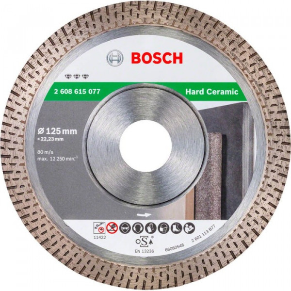 Картинка - Круг алмазный отрезной Bosch Best for Hard Ceramic 125х22.23х1.4 мм керамика (2608615077)