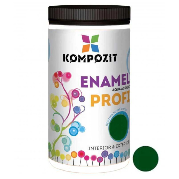 Картинка - Эмаль акриловая Kompozit PROFI глянцевая зеленая 0.7 л