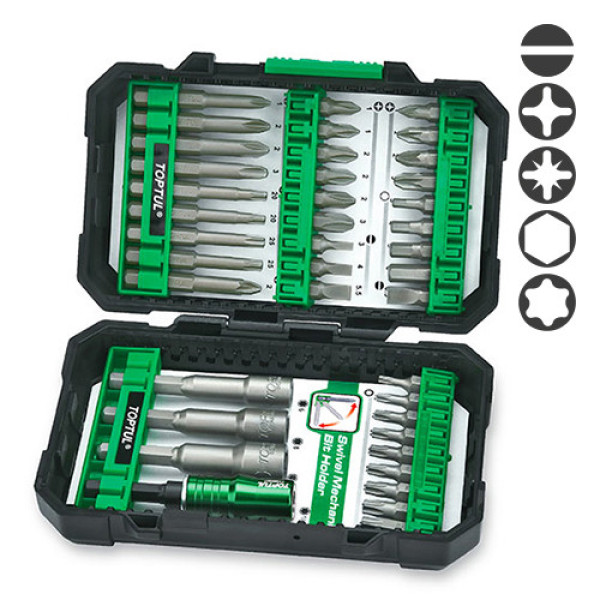 Картинка - Набор бит и головок для шуруповерта TOPTUL 1/4" 40 шт GAEW4001