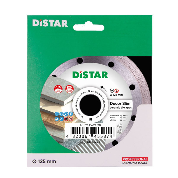 Картинка - Диск алмазный отрезной Distar 1A1R 125x1,2/1,0x8x22,23 Decor Slim