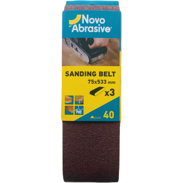 Фото - Стрічка шліфувальна NovoAbrasive 75x533 мм, Р40, 3 шт.