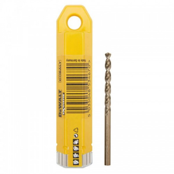 Картинка - Сверло по металлу DeWALT "EXTREME2" кобальтовое HSS-E,d=5 мм.,L общ.=86 мм.,L рабочая=46 мм,10 шт.