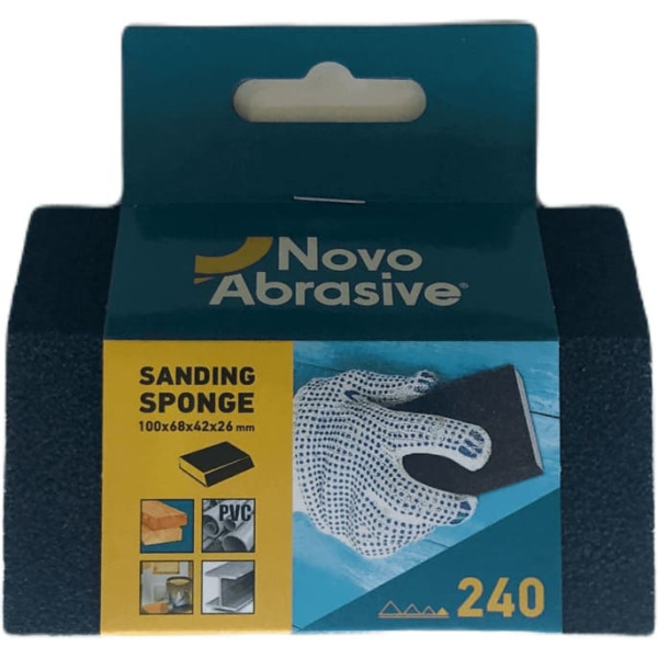 Картинка - Комбинированная шлифовальная губка NovoAbrasive 100 x 68 x 42 x 26 мм, P240