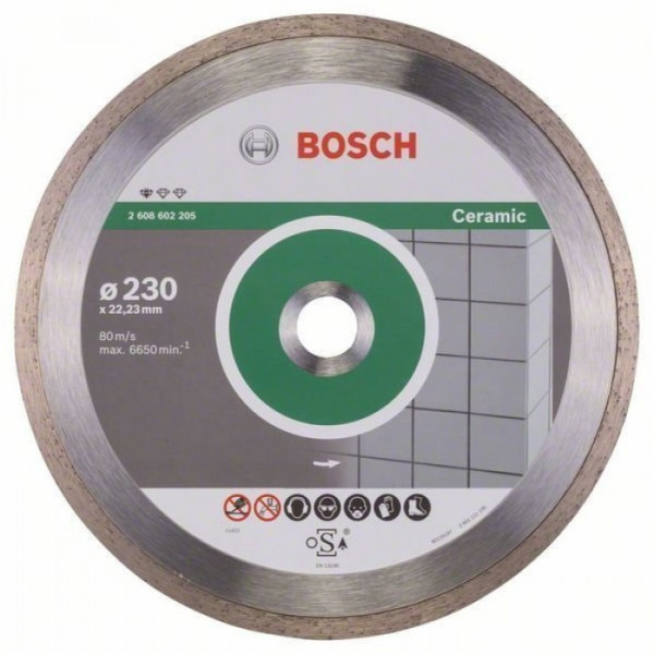 Картинка - Круг алмазный отрезной Bosch PF Ceramic 230х22.23 керамика (2608602205)