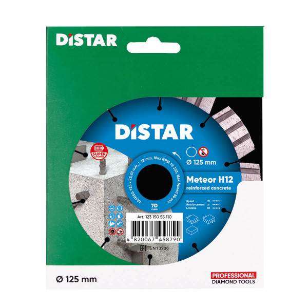 Картинка - Диск алмазный отрезной Distar 1A1RSS/C3-W 125x2,2/1,3x22,23-10-ARPS 30x2,2x10+2 R50,5 Meteor H12