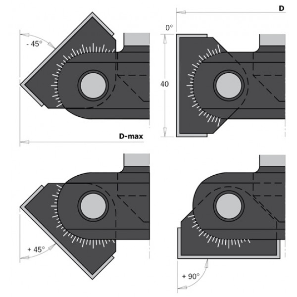 Картинка - Фреза насадная CNC рег. D = 85 I = 39,5 Dmax = 102 A = -45 - 90 L = 92 RH (663.201.11)
