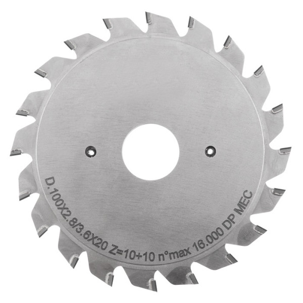 Картинка - Подрезная пила ITA TOOLS DSC.100022020.004 D = 100 F = 22 Z = 10 + 10 K = 2,8-3,6 P = 2,2 H = 4 DSC