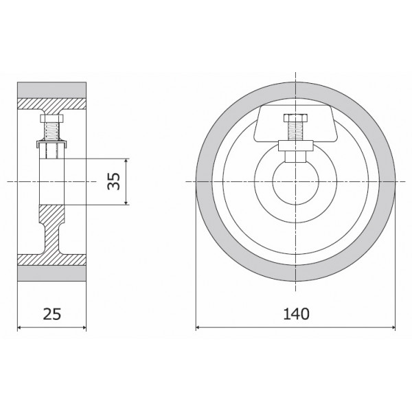 Картинка - Ролик 140-25-35 V резинка SCM