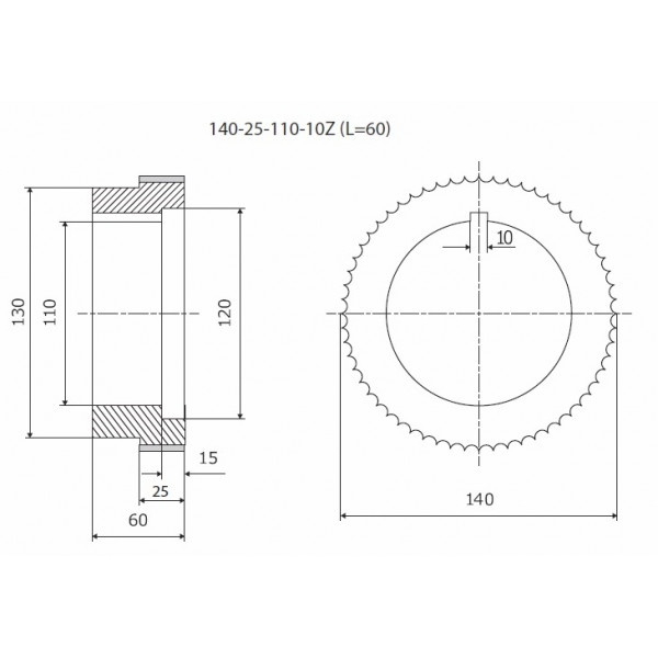 Картинка - Ролик 140-60-110 Z chrom Профиль B, Прямой