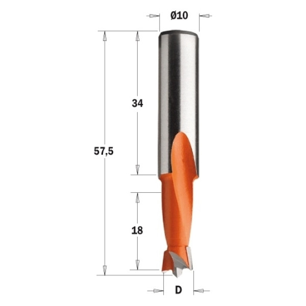 Фото - Свердло NP HW D = 10 I = 18 L = 57,5 ​​S = 10x34 LH (361.100.12)
