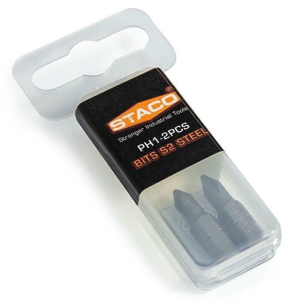 Картинка - Биты 1/4 "x 25мм, PH1, 2 шт. (20801.STACO)