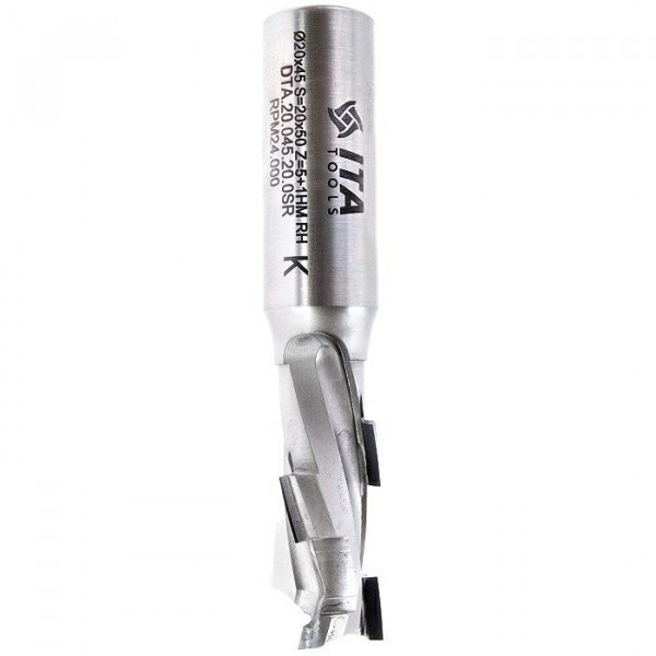 Картинка - Фреза алмазная DIA D = 20 I = 45 S = 20 RH Z = 5 + 1 EC 3 спирали DTA