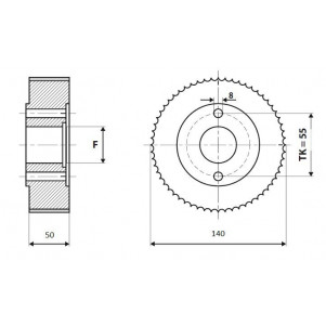 Ролик D = 140 F = 25 I = 50 chrom Профиль A, прямой WADKIN WAS
