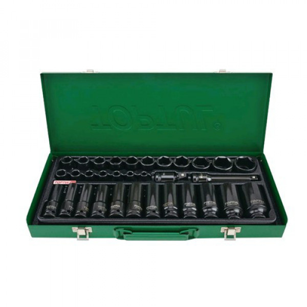 Картинка - Набор головок торцевых ударных TOPTUL 1/2" 8-32 мм 32 шт GDAD3201