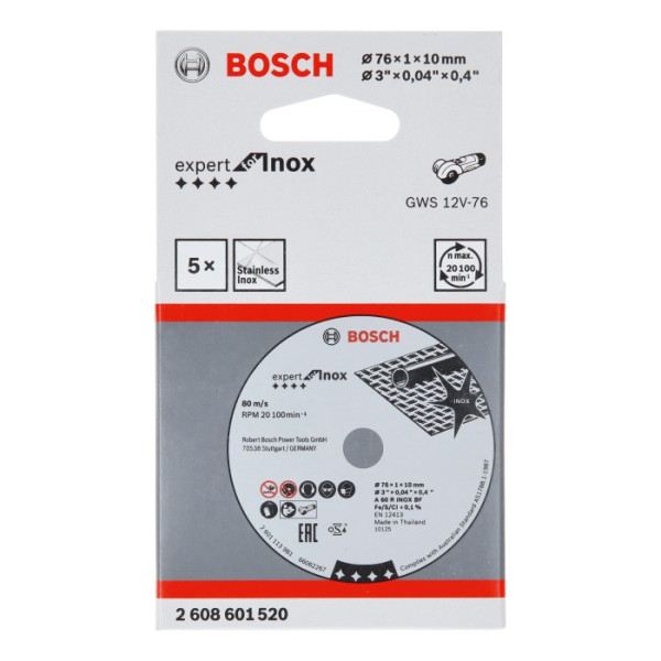 Фото - Круг відрізний Bosch Expert for Inox 76х1х10 мм 5 шт