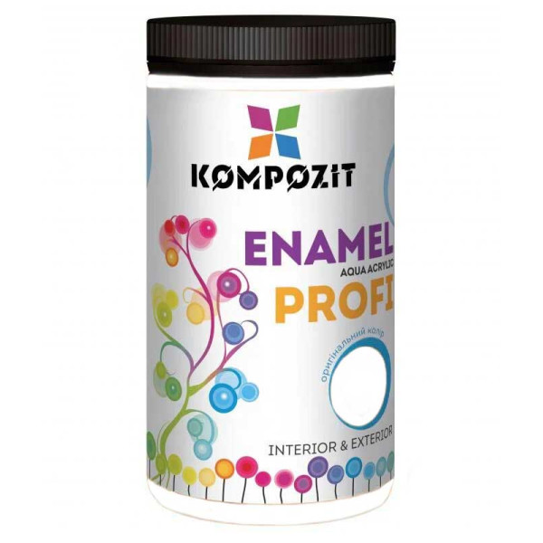 Картинка - Эмаль акриловая Kompozit PROFI шелковисто-матовая белая 0.3 л