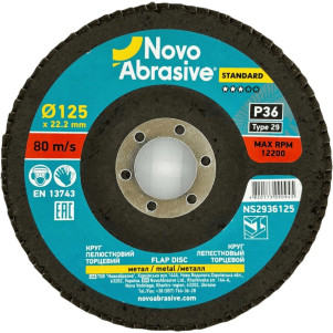 Круг пелюстковий торцевий NOVOABRASIVE 29 125x22,23 мм, P36