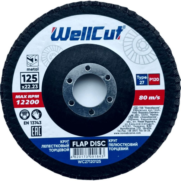 Фото - Круг пелюстковий торцевий WellCut 27 125x22,23 мм, P120