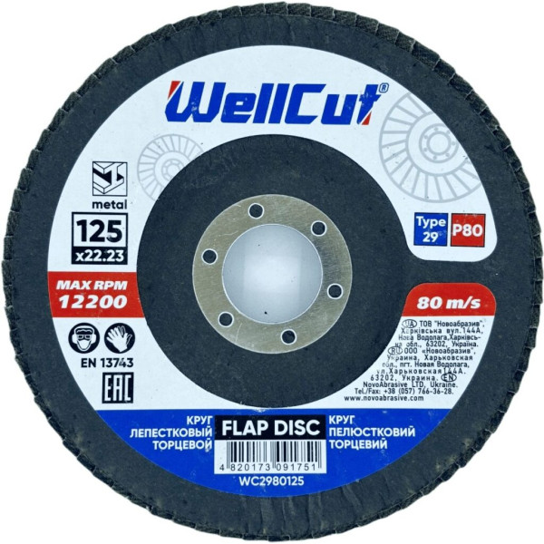 Фото - Круг пелюстковий торцевий WellCut 29 125x22,23 мм, P80