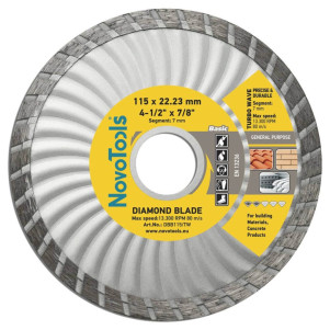 Диск алмазний NovoTools Basic 115 x 22,23 мм, Турбохвиля