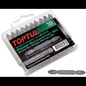 Набор бит двухсторонних TOPTUL 1/4" PH2х65 мм 10 шт GAAW1001 Набор бит двухсторонних TOPTUL 1/4" PH2х65 мм 10 шт GAAW1001