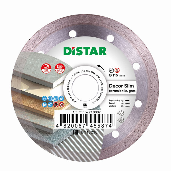 Картинка - Диск алмазный отрезной Distar 1A1R 115x1,2/1,0x8x22,23 Decor Slim