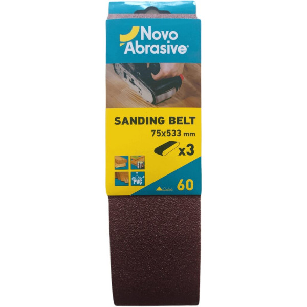 Фото - Стрічка шліфувальна NovoAbrasive 75x533 мм, Р60, 3 шт.