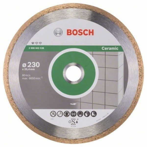Картинка - Круг алмазный отрезной Bosch PF Ceramic 230х25.4 керамика (2608602538)