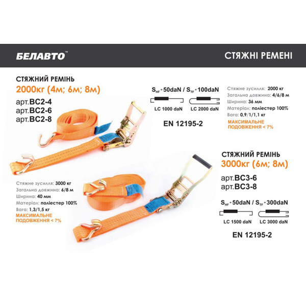 Фото - Стяжний ремінь Белавто BC2-4 2т, 4м
