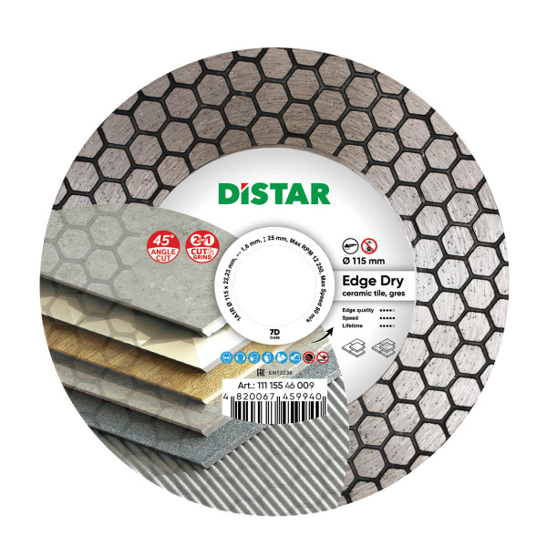 Картинка - Диск алмазный отрезной Distar 1A1R 115x1,6/1,2x25x22,23 Edge Dry