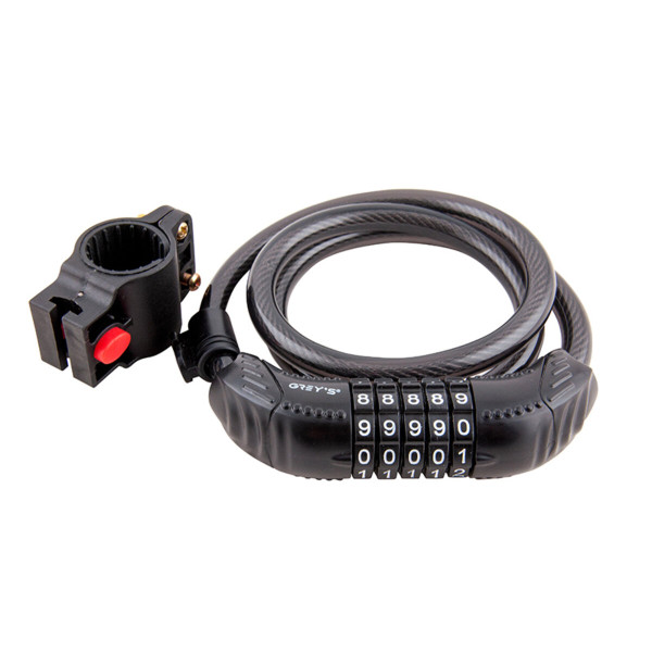 Фото - Велозамок Grey's спіральний кодовий з кріпленням 12*1000мм