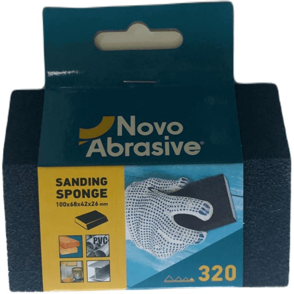 Картинка - Комбинированная шлифовальная губка NovoAbrasive 100 x 68 x 42 x 26 мм, P320