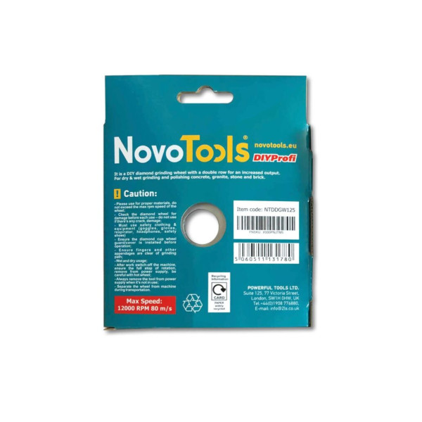 Фото - Шліфувальна алмазна чашка NovoTools 125x22,23 мм, Сегмент