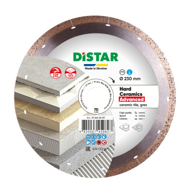 Диск алмазный отрезной Distar 1A1R 230x1,6/1,2x10x25,4 Hard ceramics Advanced
