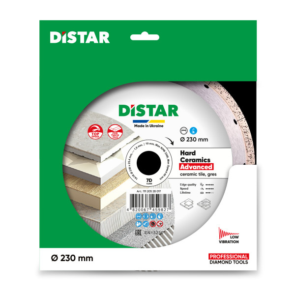 Картинка - Диск алмазный отрезной Distar 1A1R 230x1,6/1,2x10x25,4 Hard ceramics Advanced